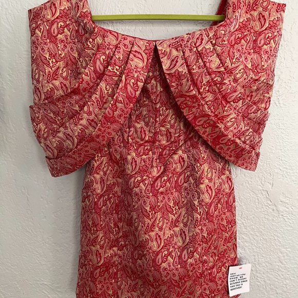 NEW w/ TAGS ASOS LUXE Pleated Bardot Jacquard Mini dress in Paisley Print - Picture 5 of 7